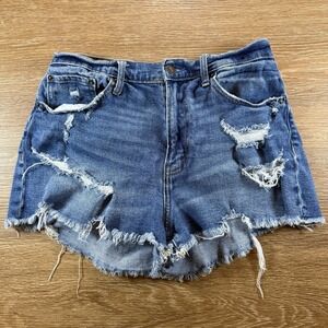 Abercrombie & Fitch Women's High Rise Distressed Denim Shorts Size 6 28